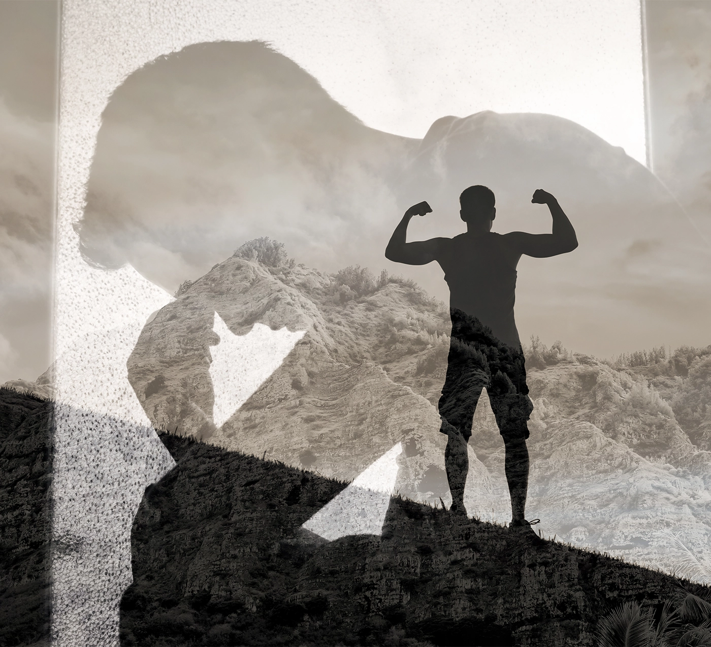 Mental strength, and overcoming life problems. Mental health and strength concept.