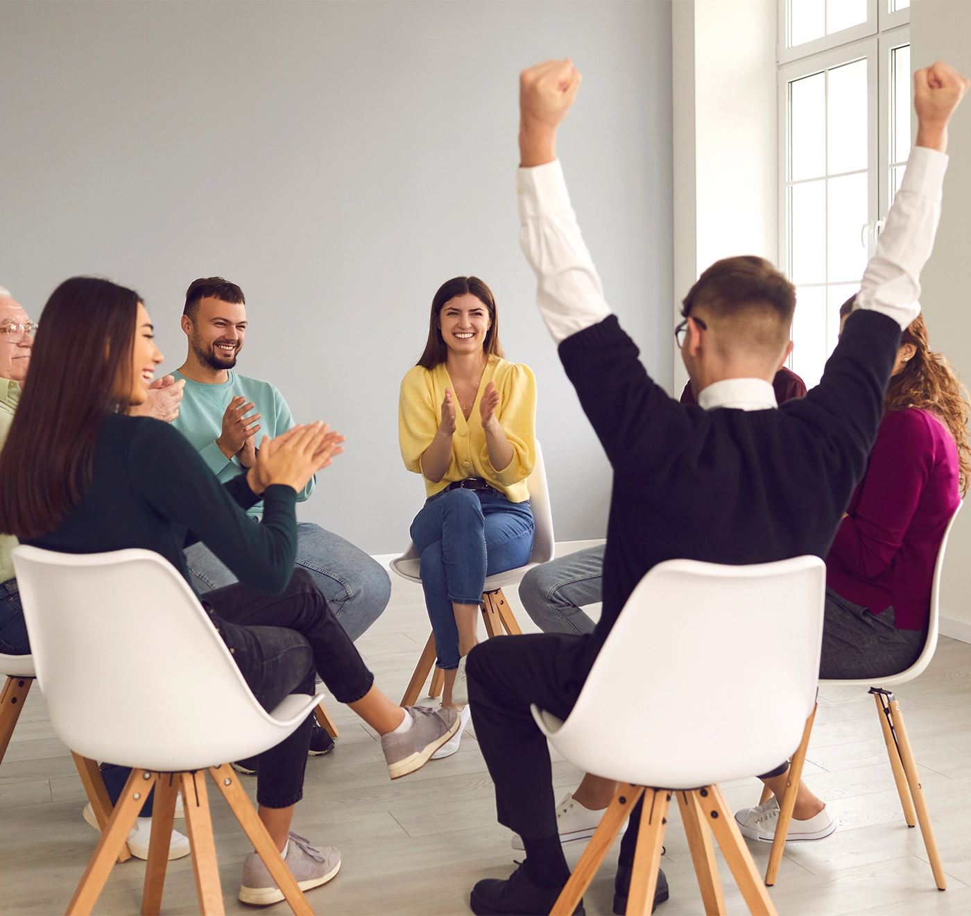 applauding happy patient