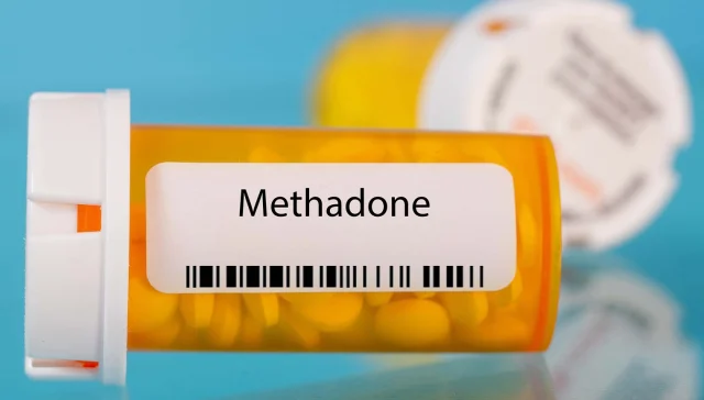 Methadone. Methadone pills in RX prescription drug bottle