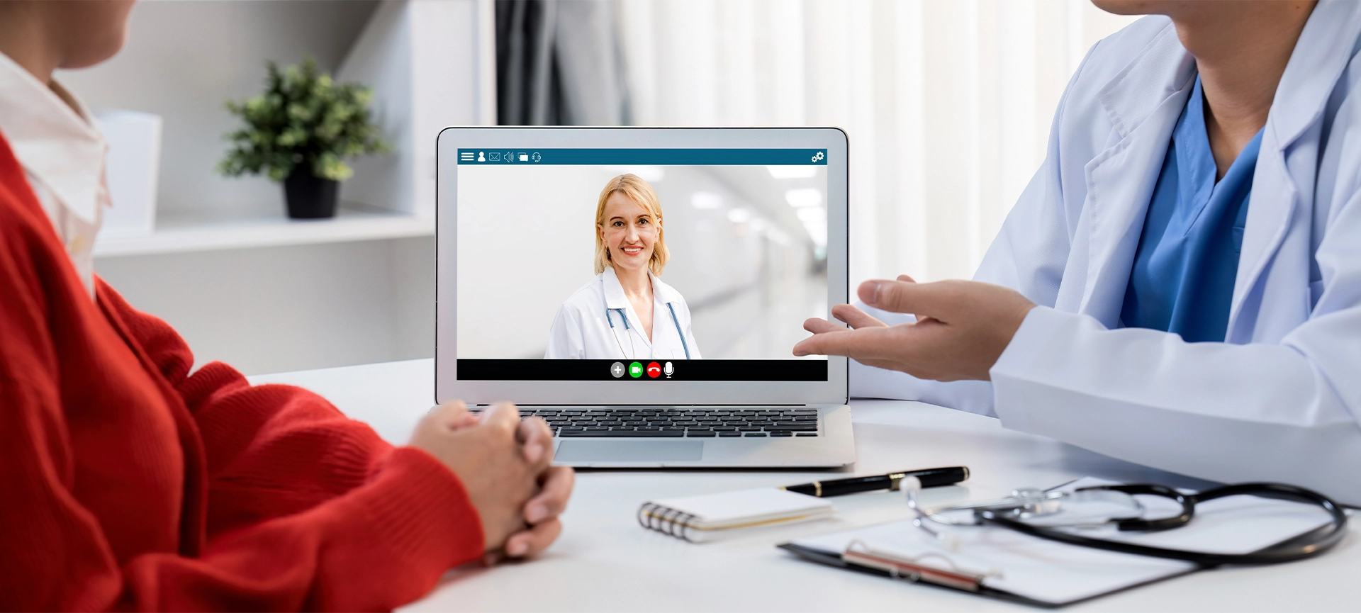 Doctor video call online by brisk telemedicine software application for virtual meeting with patient
