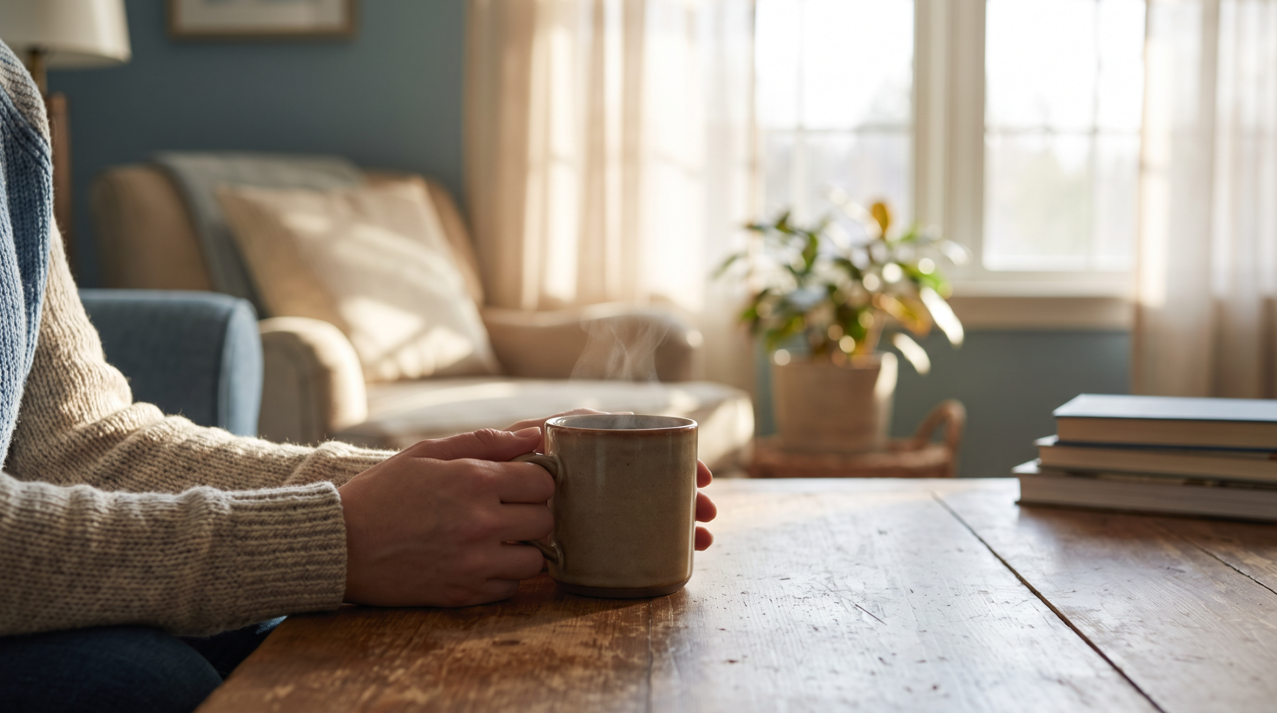 How long does heroin stay in your system, warm hopeful recovery scene of hands holding a mug