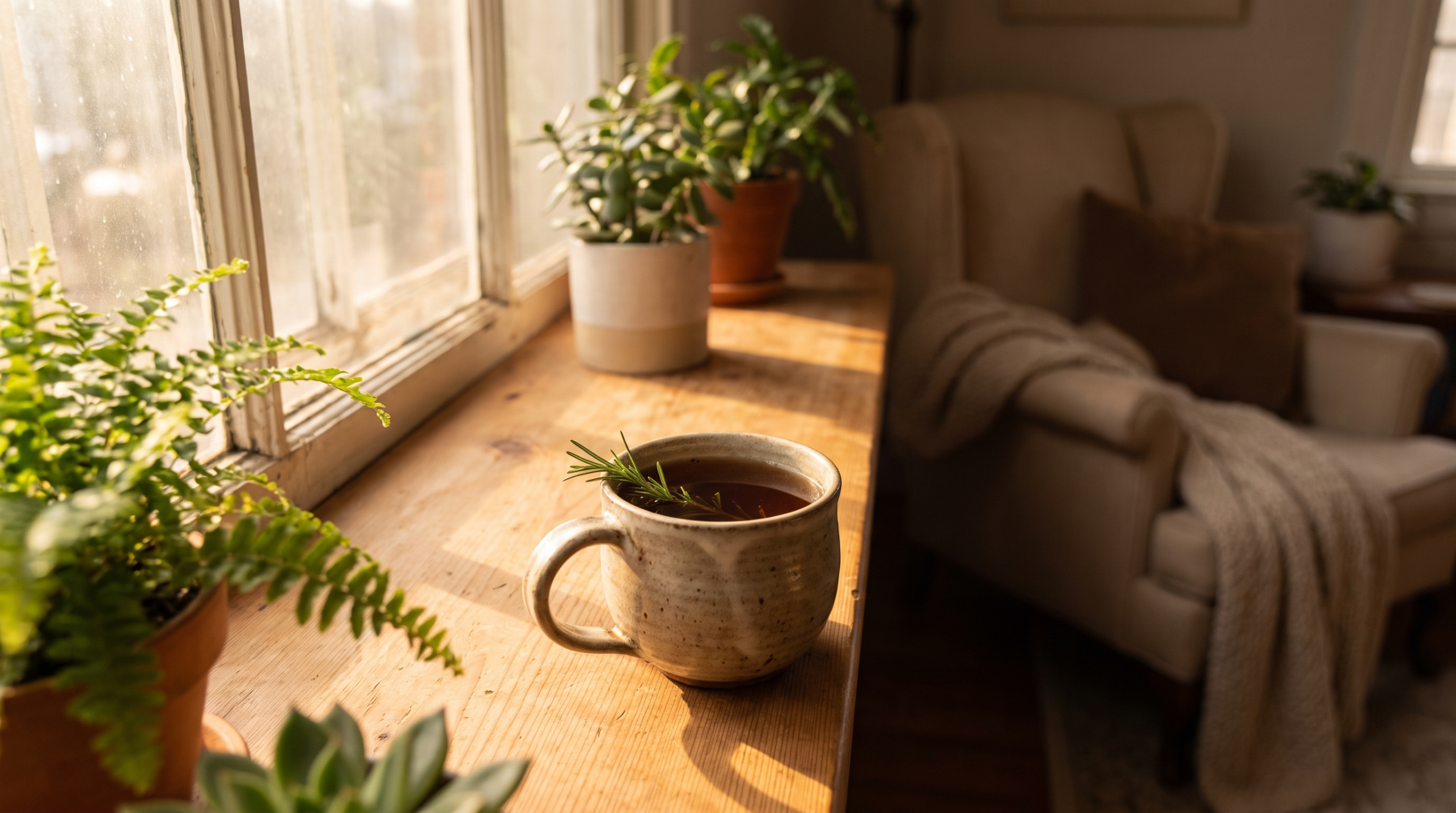 Kratom withdrawal symptoms and recovery timeline, calm morning tea by a sunlit window