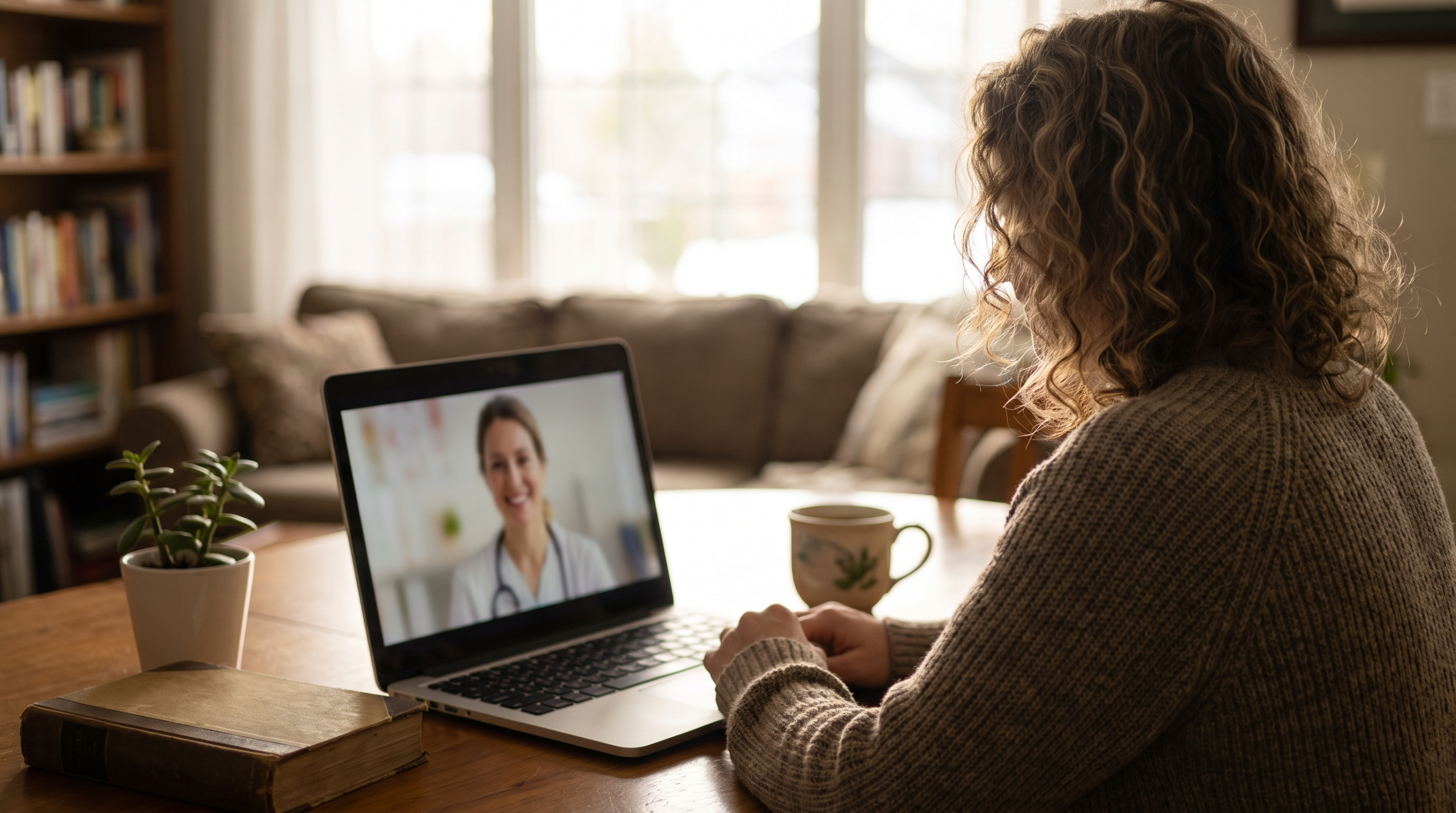 Person having a supportive virtual healthcare consultation about fentanyl addiction treatment in Ontario